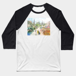 Madeline Paris Street Watercolor Baseball T-Shirt